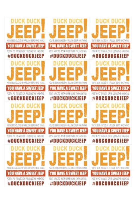 Free Printable Duck Duck Jeep Tags